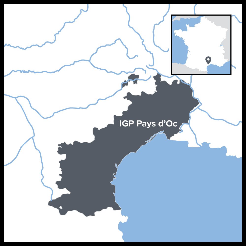 Map of the Pays d’Oc IGP region of France